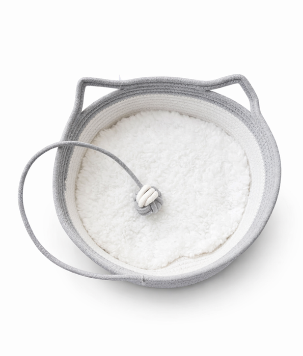 Pawise - Woven Bed with Cushion, Braided Cotton, Resting & Comfort, Built-in Rope Toy - 40 cm