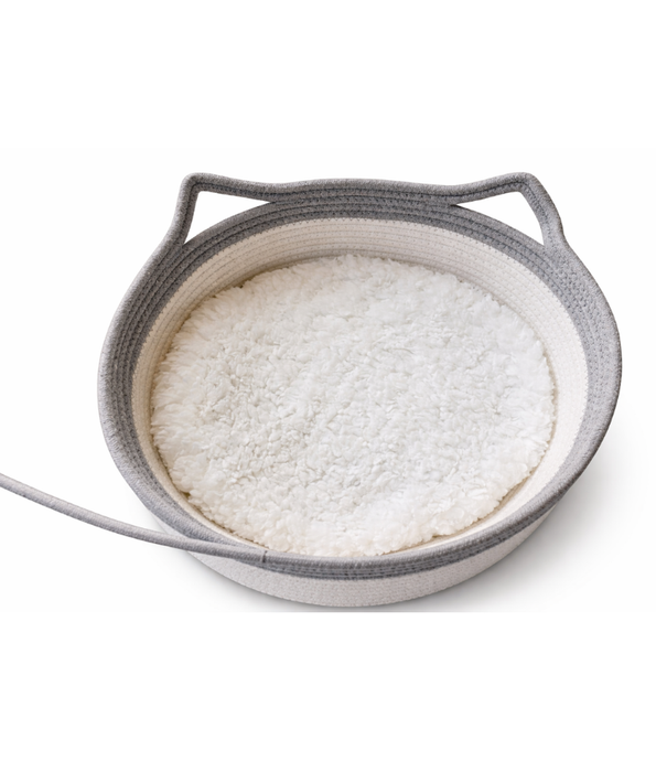 Pawise - Woven Bed with Cushion, Braided Cotton, Resting & Comfort, Built-in Rope Toy - 40 cm