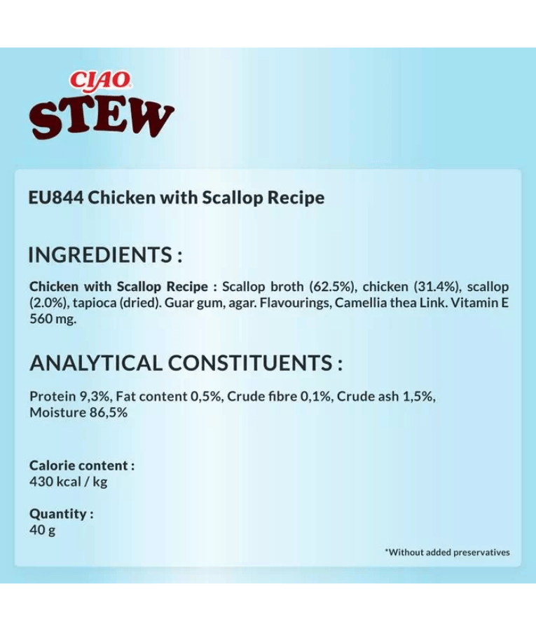 Inaba - Churu Stew Chicken With Scallop Recipe Grain-Free 40g