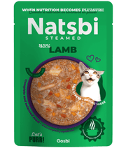 Gosbi - Natsbi Steamed, Lamb in Broth Fresh Cat Food - Grain Free, Complete Meal for All Life Stages - 80g
