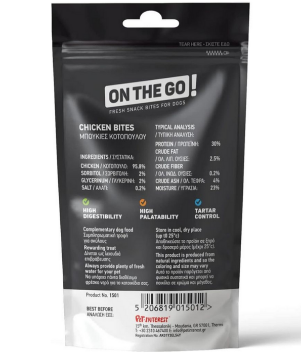 On The Go! Hypoallergenic Dog Treats – Chicken - High-Protein, Sugar-Free, Perfect for Training & Rewards – 25g