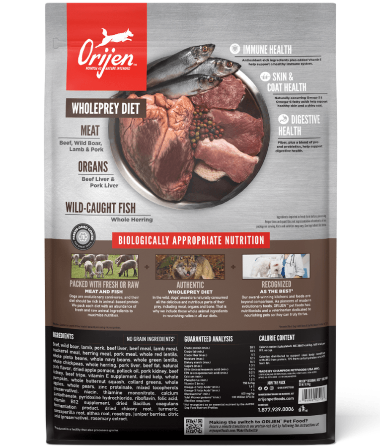 Orijen - Regional Red, Grain-Free Beef, Wild Boar, Lamb and Pork Adult Dry Dog Food For All Breeds 2kg - 11.4kg