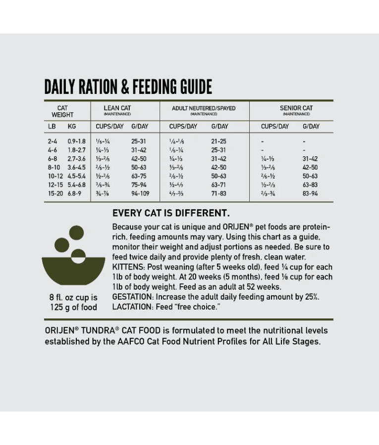 Orijen - Tundra, Duck, Fish & Venison, WholePrey, Grain-Free, Adult & Senior Dry Cat Food - 1.8kg