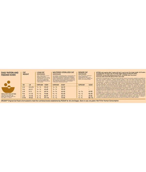 Orijen - Original Cat, Chicken, Turkey & Fish, High-Protein, Grain-Free, WholePrey, Adult & Senior Dry Cat Food - 340g - 1.8kg - 5.4kg