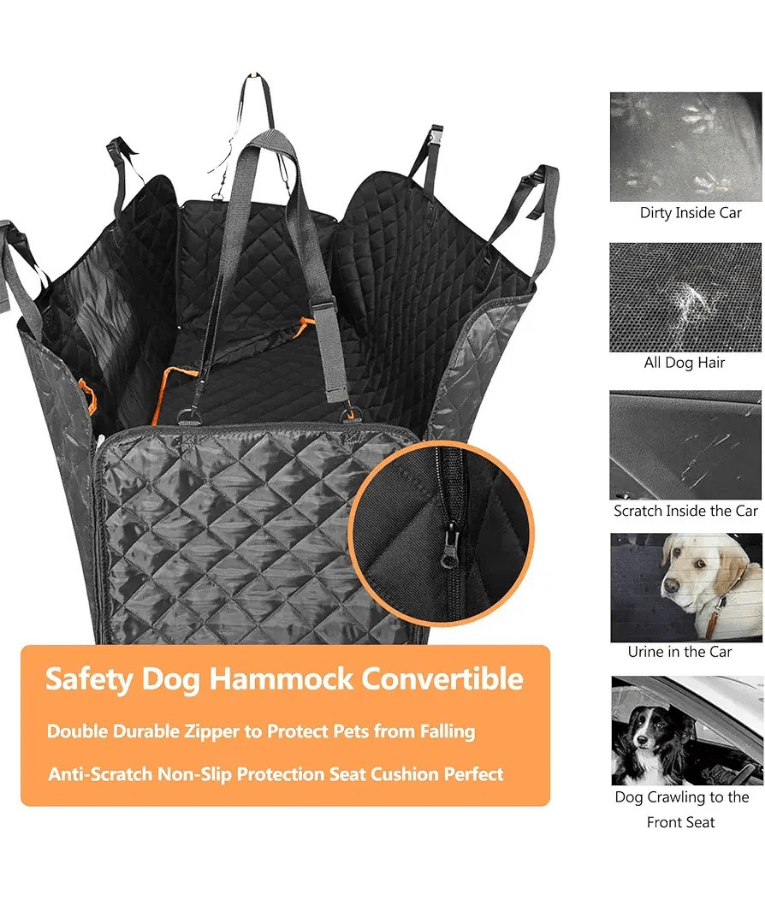 Car Seat Cover - Hammock Style, Waterproof Quilted Design, Anti-Slip Backing - L x W x H 130 x 44 x 45 cm