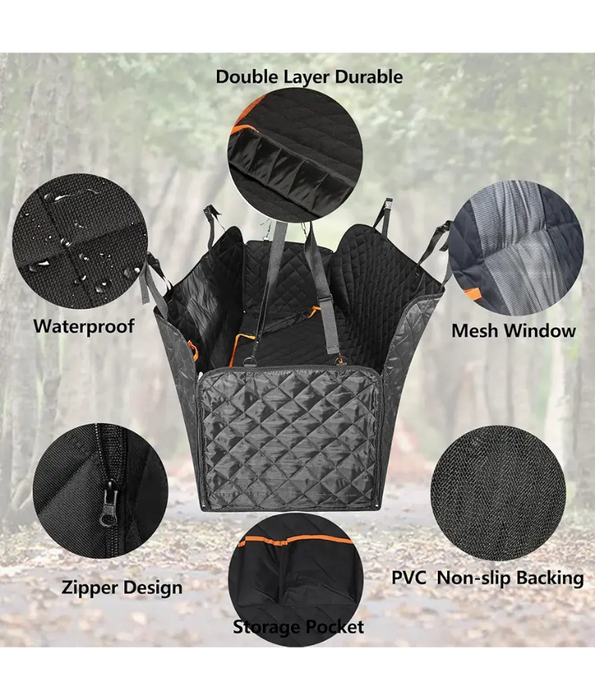 Car Seat Cover - Waterproof Quilted Design, Velcro Attachment, Scratch Protection, Dog Car Seat Protector - L x W 76 x 100 cm
