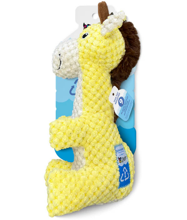Spunky Pup - Giraffe Clean Earth Plush Textured, Recycled Materials - Sustainable Floating Squeaky Dog Toy