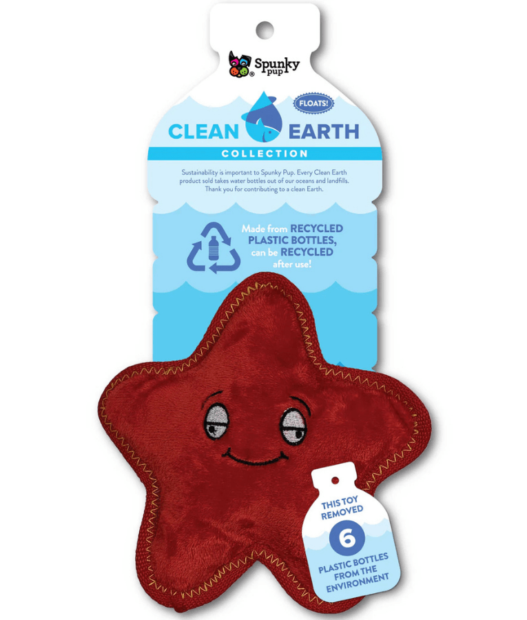 Spunky Pup - Starfish Clean Earth Plush Textured, Recycled Materials, Sustainable Floating Squeaky Dog Toy - Small