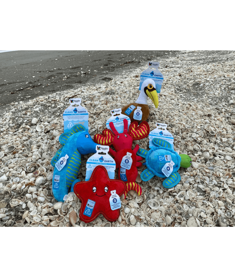 Spunky Pup - Lobster Clean Earth Plush Textured, Recycled Materials, Sustainable Floating Squeaky Dog Toy - Small
