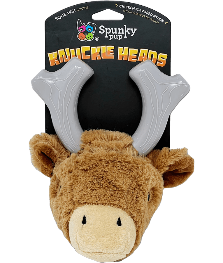 Spunky Pup - Knuckleheads Deer 2-in-1 Plush & Nylon Chew Toy, Dental Play