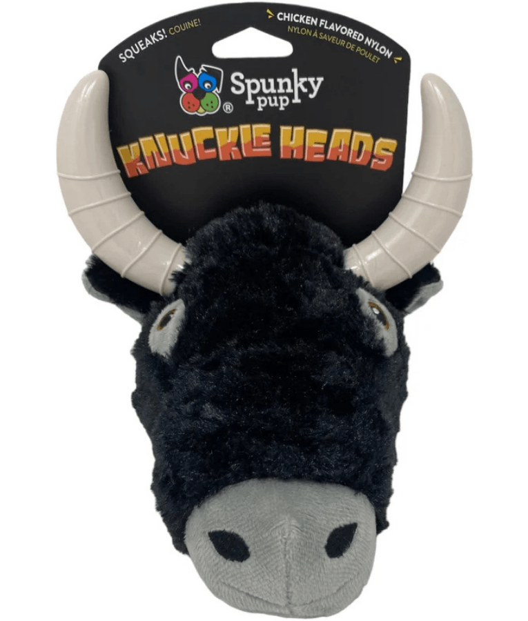Spunky Pup - Knuckleheads Bull 2-in-1 Plush & Nylon Chew Toy, Dental Play