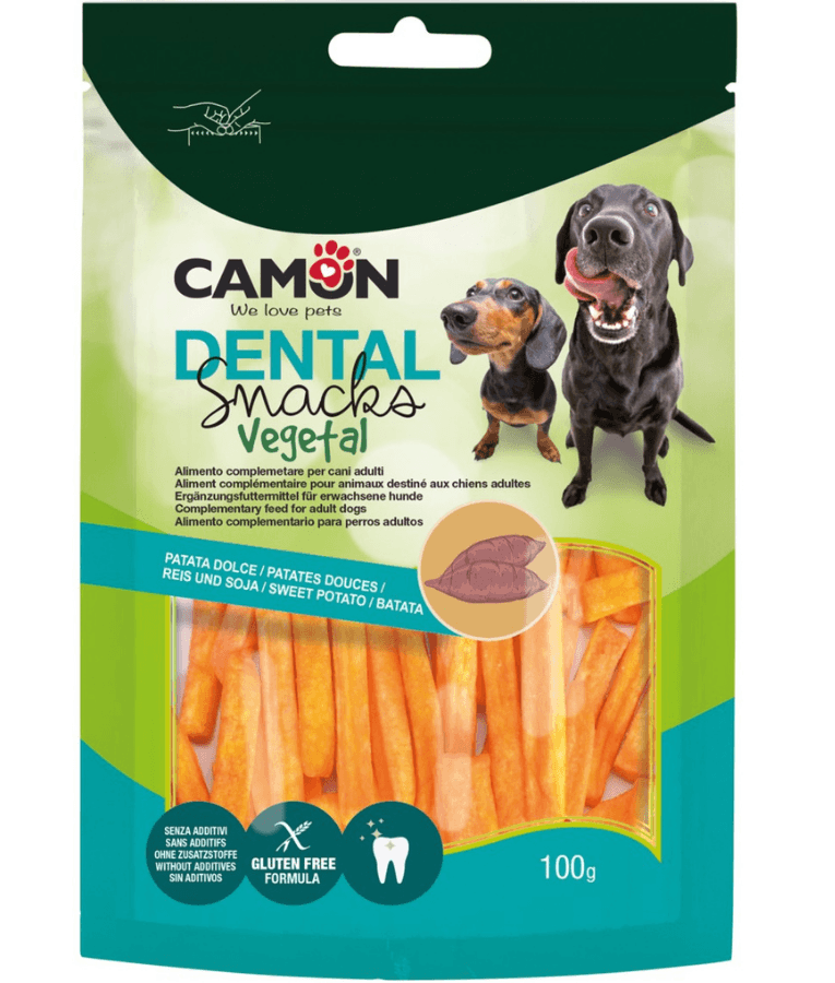 Camon - Dental Snack Sticks, Sweet Potato, Gluten-Free Chewy Treat for Adult Dogs - 100g
