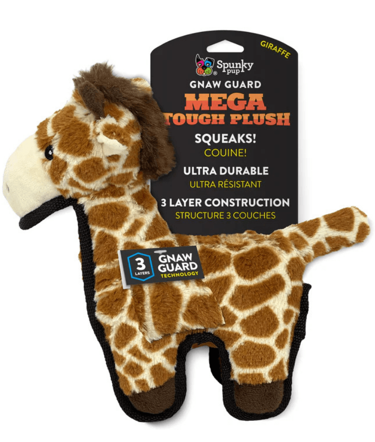 Spunky Pup - Tough Plush Giraffe Toy, Triple Stitch Durable Squeaky