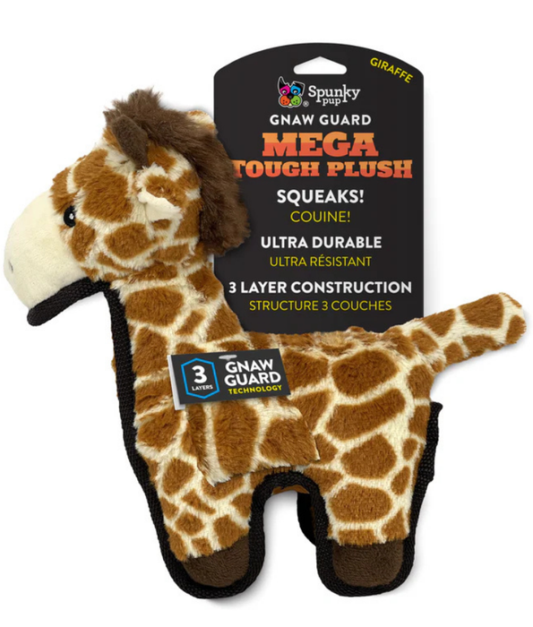 Spunky Pup - Tough Plush Giraffe Toy, Triple Stitch Durable Squeaky