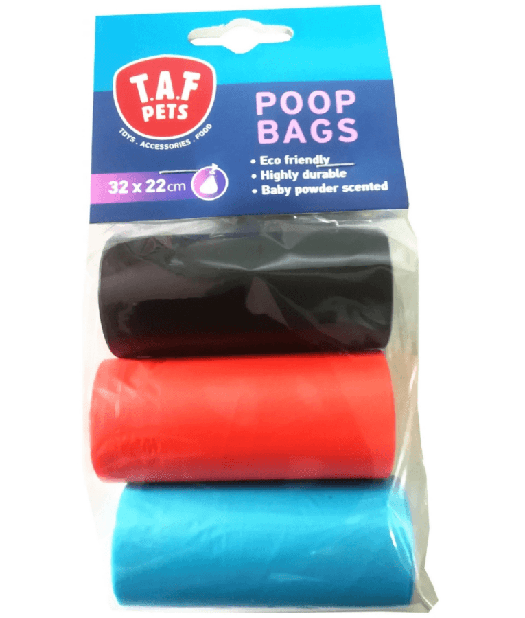 TAF Pets - Fragrance Poop Bags, Baby Powder Scented, Eco Friendly, Durable Dog Waste Bags - 3 Rolls / 45 Bags