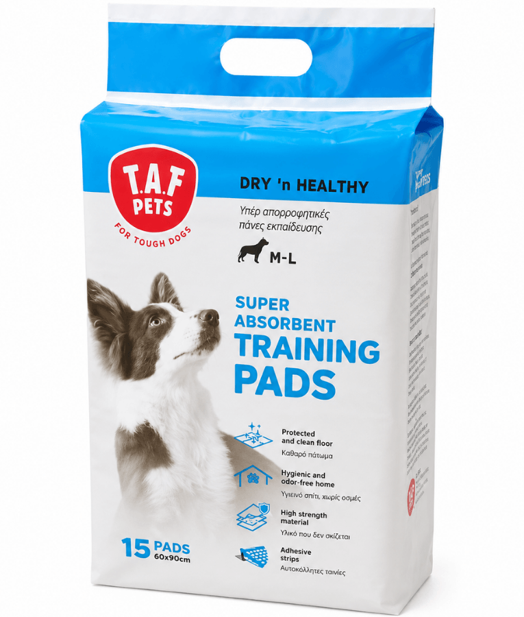 TAF Pets - Super Absorbent Pet Pads, 1L Absorption, Training Support for Medium & Large Dogs - 60x90cm 15 pcs
