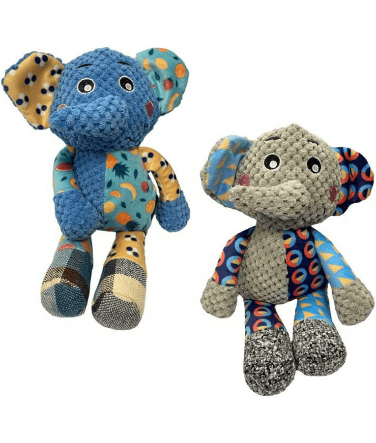 Pet Interest - Cuddly Funny Elephant Plush Dog Toy, Squeaker & Crinkle Sound, Soft Comfort Toy