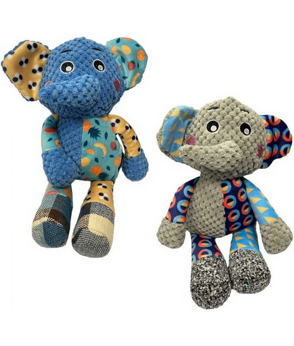 Pet Interest - Cuddly Funny Elephant Plush Dog Toy, Squeaker & Crinkle Sound, Soft Comfort Toy