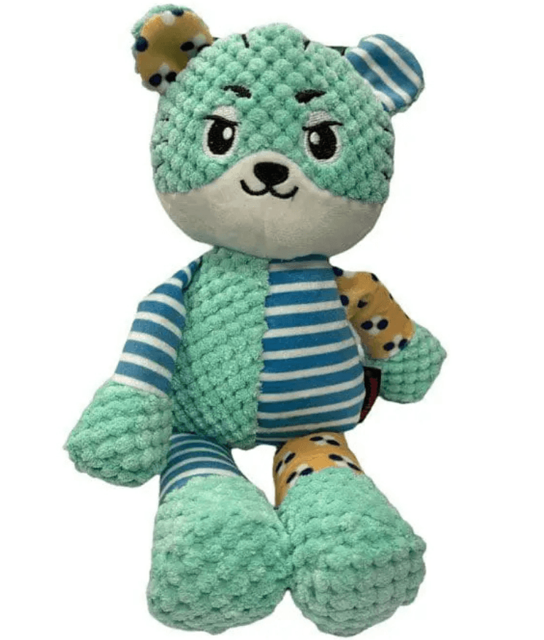 Pet Interest - Cuddly Speedy Tiger Plush Dog Toy, Squeaker & Crinkle Sound, Soft Comfort Toy