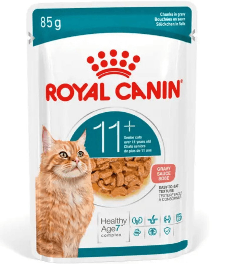 Royal Canin - Ageing 11+ Chunks in Gravy, Senior, HealthyAge7 Complex, Joint & Renal Support, Wet Cat Food - 85g