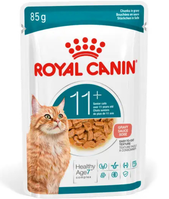 Royal Canin - Ageing 11+ Chunks in Gravy, Senior, HealthyAge7 Complex, Joint & Renal Support, Wet Cat Food - 85g