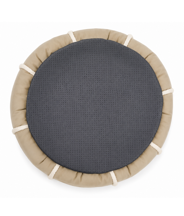 King Queen - Luxury Plush Donut Pet Bed, Ultra Soft Calming Round Bed for Dogs & Cats, Black & Beige - 65 cm