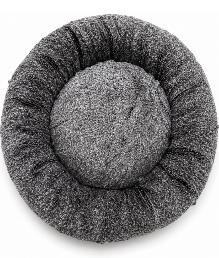 King Queen - Black Luxury Plush Donut Pet Bed, Ultra Soft Calming Round Bed for Dogs & Cats - 65 cm