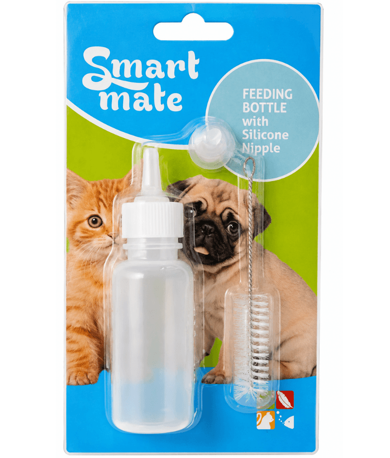 Smart Mate - Feeding Bottle with Silicone Nipple, Assisted Nursing for Kittens & Puppies - 50ml
