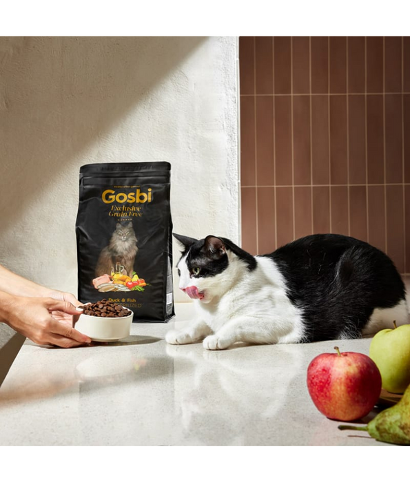 Gosbi - Exclusive, Duck and Fish Sterilized Adult Dry Cat Food, Grain-Free Formula - 400g, 2kg