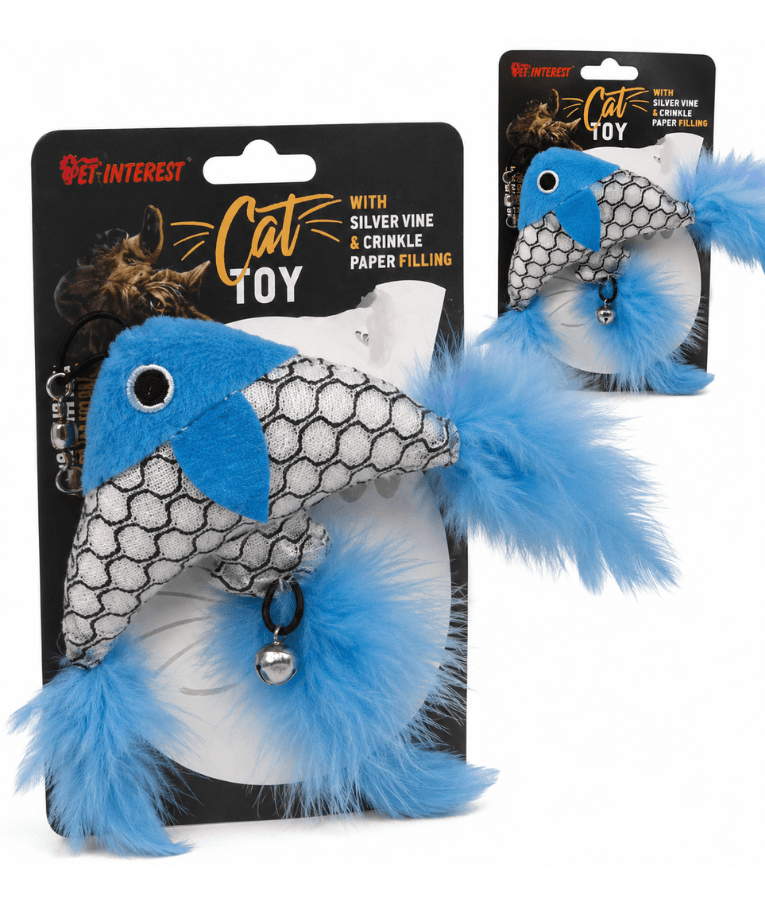 Pet Interest - Sea Fish Replacement Plush Cat Toy with Silvervine & Bell, Feathered Cat Toy