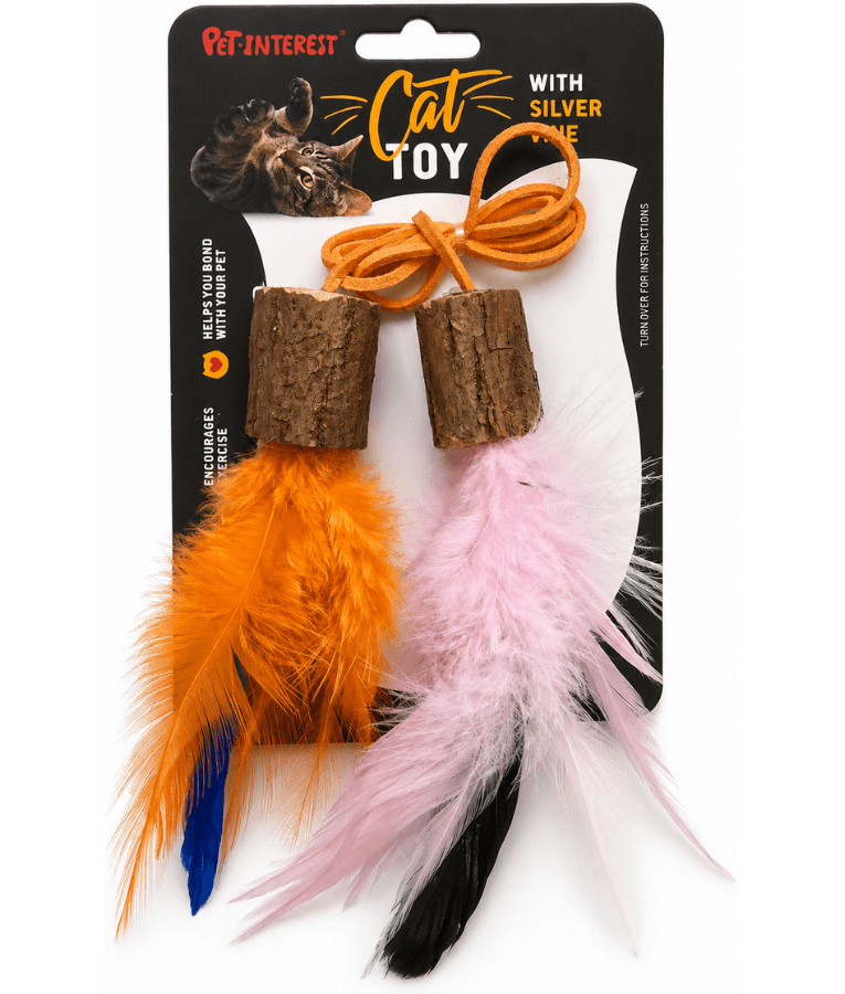 Pet Interest - Silvervine Feather String Cat Toy, Stress Relief Cat Toy