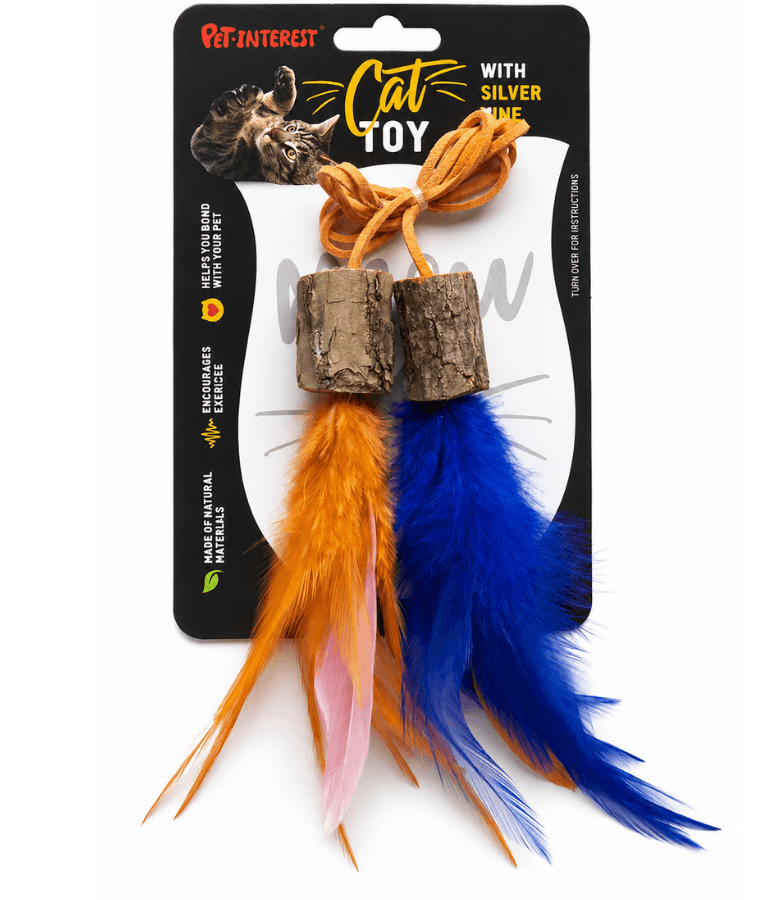 Pet Interest - Silvervine Feather String Cat Toy, Stress Relief Cat Toy