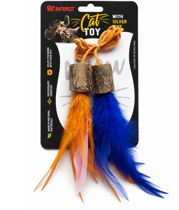 Pet Interest - Silvervine Feather String Cat Toy, Stress Relief Cat Toy