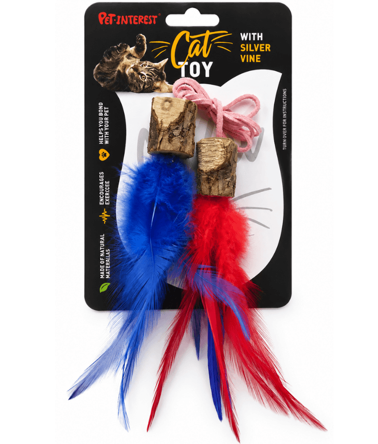 Pet Interest - Silvervine Feather String Cat Toy, Stress Relief Cat Toy