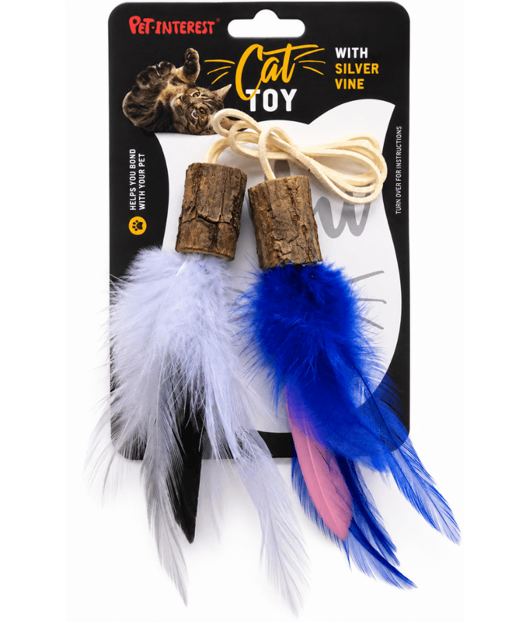 Pet Interest - Silvervine Feather String Cat Toy, Stress Relief Cat Toy
