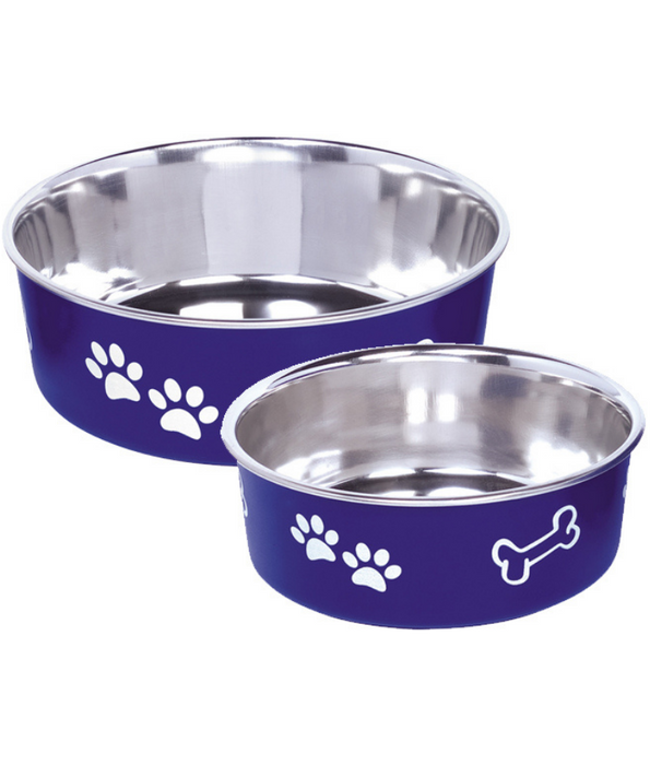 Nobby - Fusion Blue Stainless Steel Dog Bowl, Non-Slip Rubber Base, Dishwasher Safe, Durable Feeding Bowl, Medium Size - 16 cm 0.94 L - 20 cm 1.8 L