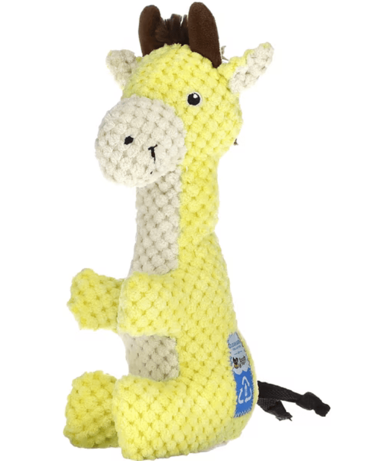 Spunky Pup - Giraffe Clean Earth Plush Textured, Recycled Materials - Sustainable Floating Squeaky Dog Toy