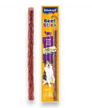 Vitakraft beef stick with lamb, high meat content premium dog treats for training and rewarding dogs.