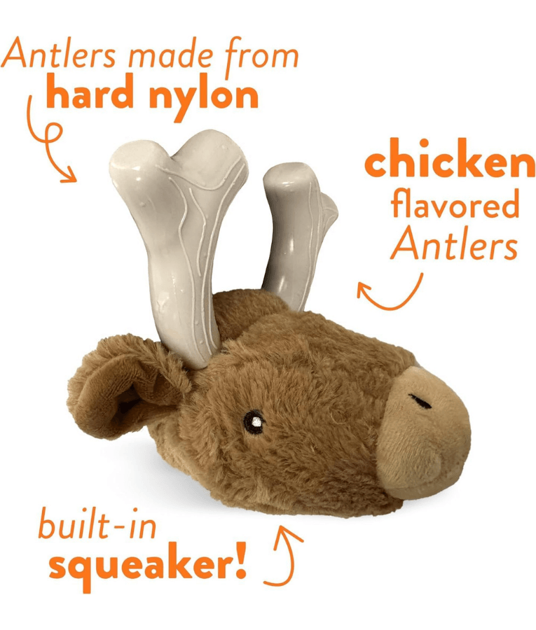 Spunky Pup - Knuckleheads Deer 2-in-1 Plush & Nylon Chew Toy, Dental Play