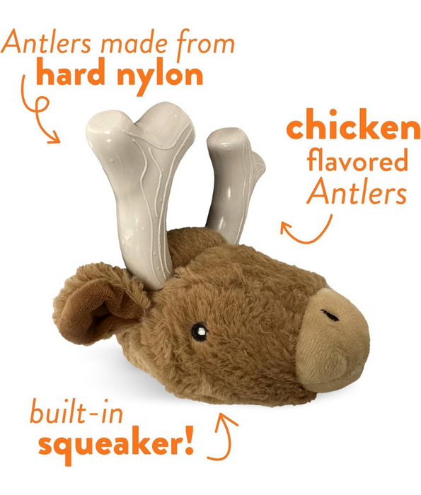 Spunky Pup - Knuckleheads Deer 2-in-1 Plush & Nylon Chew Toy, Dental Play
