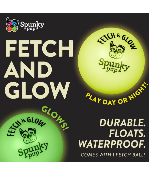 Spunky Pup - Fetch & Glow Balls, Glow-in-the-Dark Floating Fetch Toy, Assorted 2-Pack - Small