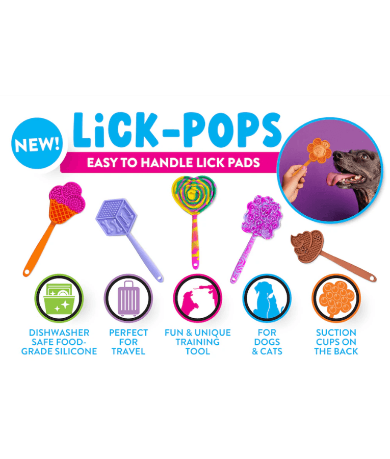 Spunky Pup - Cone Lick Pops, Food-Grade Silicone Licking Mat with Handle for Dogs & Cats