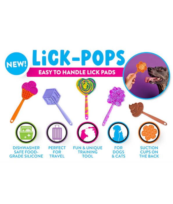 Spunky Pup - Cone Lick Pops, Food-Grade Silicone Licking Mat with Handle for Dogs & Cats