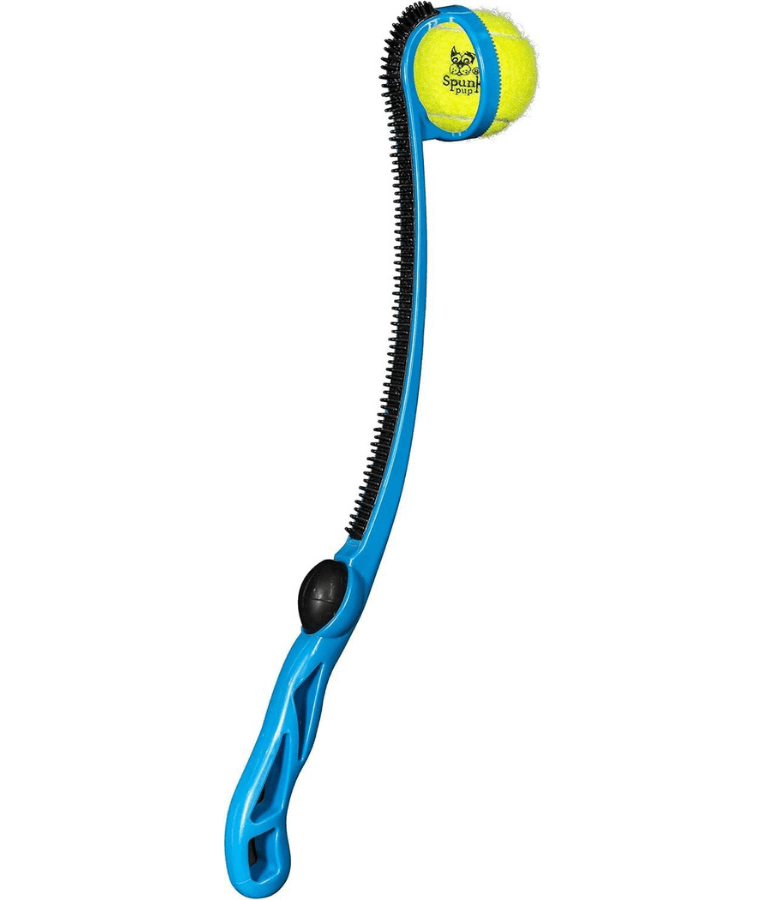 Spunky Pup - Squeak & Throw Ball Launcher, Fetch Toy With Built In Squeaker, Ball Included