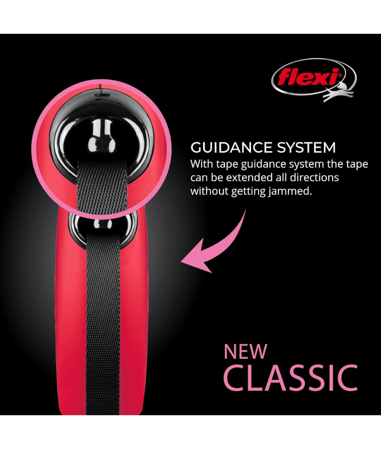 Flexi - Classic Tape Retractable Leash - 5m Tape - Small Dogs up to 15kg - Red