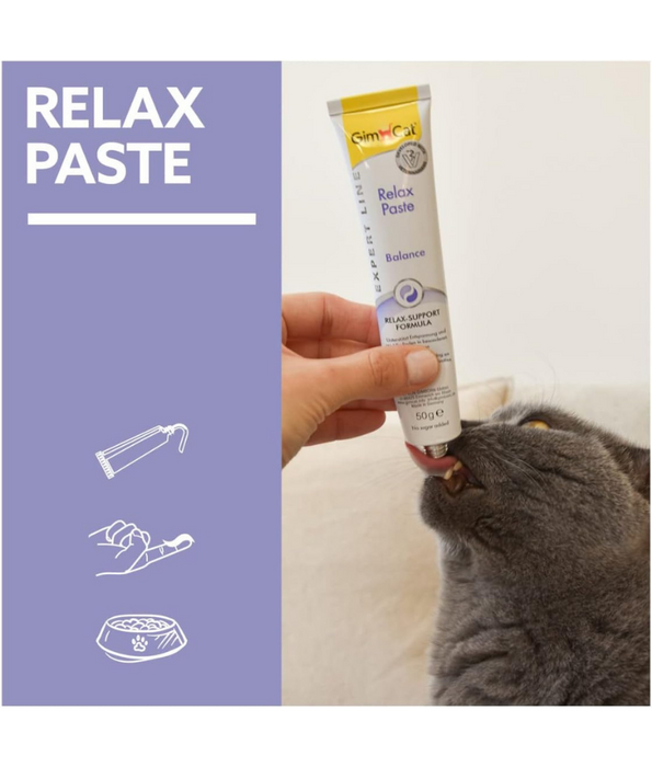 GimCat - Relax Paste with L-Tryptophan, Vitamin B Complex, Calming Support, Adult Cats - 50g