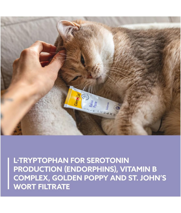 GimCat - Relax Paste with L-Tryptophan, Vitamin B Complex, Calming Support, Adult Cats - 50g