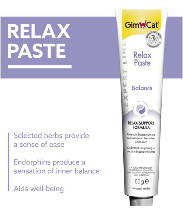 GimCat - Relax Paste with L-Tryptophan, Vitamin B Complex, Calming Support, Adult Cats - 50g
