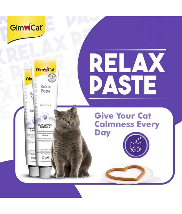 GimCat - Relax Paste with L-Tryptophan, Vitamin B Complex, Calming Support, Adult Cats - 50g