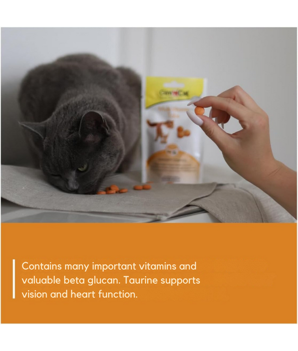 GimCat - Multi-Vitamin Tabs for Cats, Taurine, Beta-Glucans, Vitamins - Immune System, Heart and Vision Support - 40g